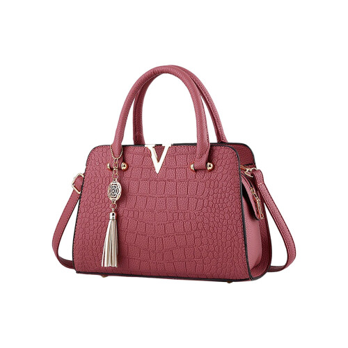 Bolsa feminina estampada com alça superior e grande capacidade.