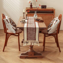 Caminho de mesa boho em linho com franjas, tamanho pequeno.