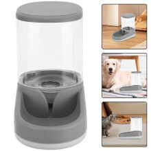 Automatic Pet Feeder with Dispenser and Water Bowl for Cats Dogs in Grey ABS Material