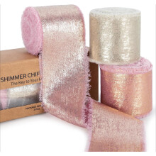 Rose Gold Chiffon Ribbon 1.5" x 15 Yd, Shimmery Gold Silk with Frayed Edge – for Bridal Bouquets, Gift Wrapping, Wedding Decor & DIY Crafts (3