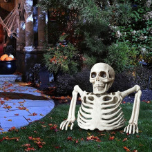 White Plastic Half Skeleton Halloween Decoration