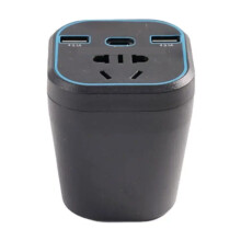 Inbhéartóir Cumhachta Gluaisteáin 12V/24V go Tiontaire USB-C le Tiontaire Tapa
