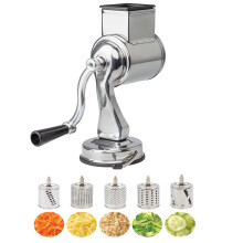 Stainless Steel Rotary Vegetable Cutter with Suction Cup – Multi-Function Grater & Slicer, Quick Prep for Kitchen, Salad, Snacks, Parties