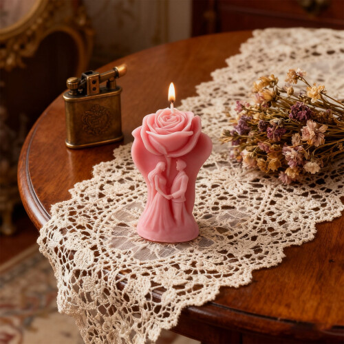 Bougies roses pour la Saint-Valentin, blanc chaud et rose