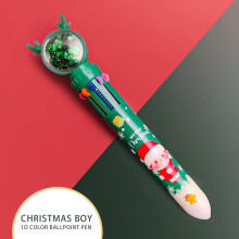 4PCS Christmas Ballpoint Pens, 10-Color Multifunction Markers with Santa/Snowman/Reindeer Design – Festive Gift for Kids, Teachers, Students & Party