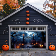 Décoration de porte de garage d'Halloween, décor de squelette dansant, 4 x 1,8 m