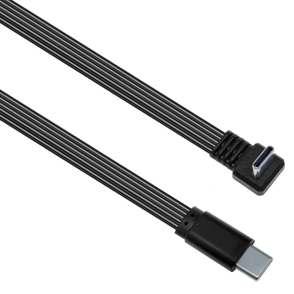 Usb C To Usb C Flat Silicone Charging Cable 45W Fast Charges 480Mbps Data Transfer 90 Degree Angled Connector For Tablet 9558830192781