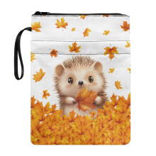 Autumn Leaf Hedgehog Polyester Fabric Notebook Wraps for Teachers Classic for Hardcover Books Decorative Design