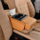 5-in-1 PU Leather Car Armrest Box Mat with Cup Holders and 1