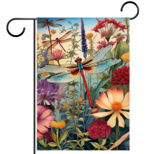 Dragonfly Wildflowers Garden Flag Double-Sided 12x18 Inch