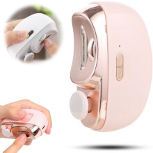 3-in-1 Auto Electric Nail Clipper with Polish, LED Light & Clip Storage – Compatible with Seniors, Adults, Babies (Pink)