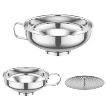 6Pcs Stainless Steel Canning Funnel with Strainer, Wide Mouth, Stackable, Compatible with Mason Jars