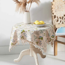 Linen Small Floral Tablecloth, Heat Insulation Home Tablecloth, Pastoral Rectangle Table Cloth, for Tabletop Kitchen Tea Party Farmhouse