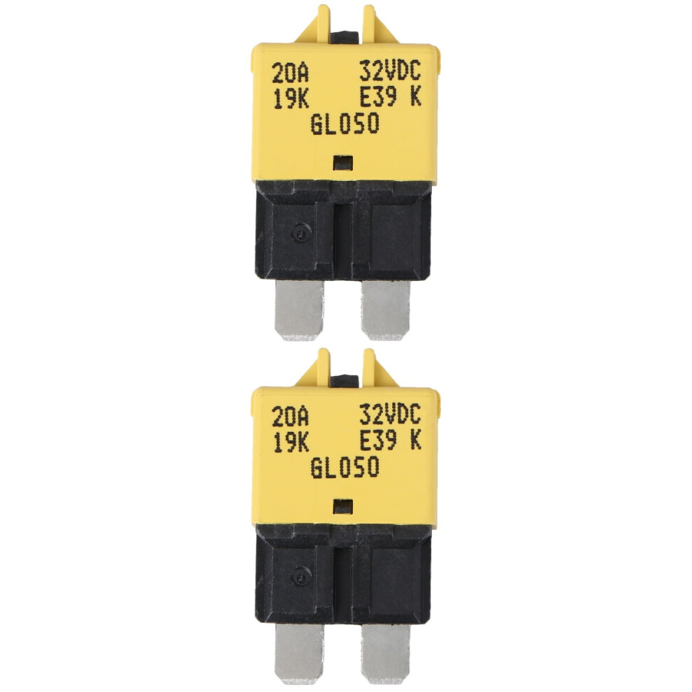 Set Of 2 20 Amp Mini Breaker Fuse Resettable Automotive Yellow 9558830186605