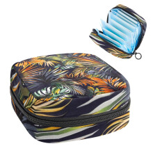 Palm Leaf Print Sanitary Napkin Storage Pouch
