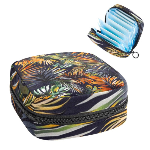 Palm Leaf Print Sanitary Napkin Storage Pouch