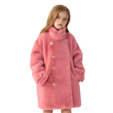 Pink Kids' Long Down Jacket, Windbreaker Outerwear – Faux Fur Padded, Warm & Soft, Compatible with Y2K Style, Fall/Winter 2025