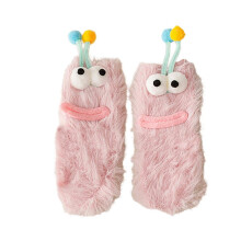 Polyester Mid-Calf Socks for Autumn and Winter Home Use: Soft, Non-Slip, with Quirky Patterns