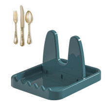 Foldable Plastic Pot Lid Rack & Spoon Holder Organizer - Blue, Light & Compact