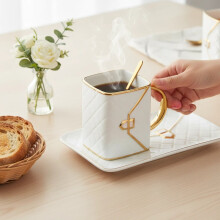 Handbag-Shaped Ceramic Mug with Saucer & Spoon – Compatible with Coffee, Hot Chocolate, Cappuccino, Latte – Valentine's Day Gift