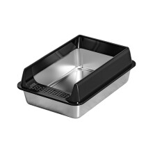 High-Sided Odor-Proof Stainless Steel Litter Box, Non-Stick & Easy Clean, Includes Scoop – Compatible with Small Cats
