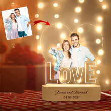 Personalized Acrylic Night Light with Photo & Engraved Base – Romantic Gift for Couples, Wedding, Anniversary, Birthday, Valentine's Day, Home