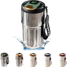 Smart LED Temp Display Water Bottle, 450ml Stainless Steel Vacuum Insulated Flask, Keeps Warm 18H, Compatible with All Standard Cup Holders