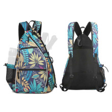 Adjustable Tennis Sling Bag with 5 Pockets, Water Bottle Holder - Blue, 47.5*35*25cm