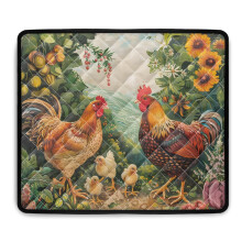 Washing Machine Cover Pad, Dust-Proof Top Mat for Washer/Dryer, 24x19.7", Rooster Chicken Floral Design