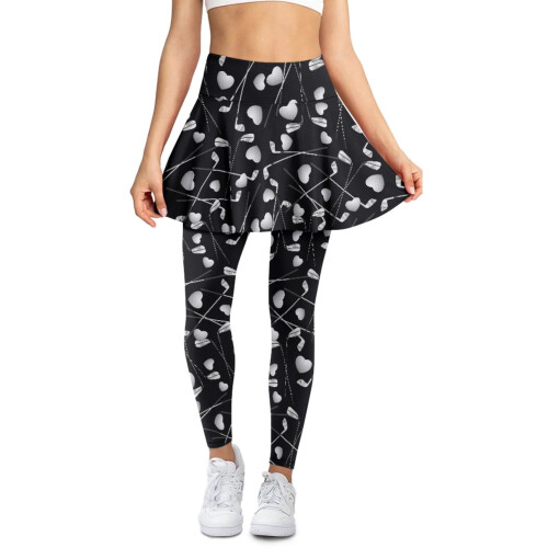 Women's Gray Golf Skirt with Leggings Stretch Comfortable
