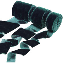 3 Rollen 3 Yards Weihnachtsseidensamtband, Vintage-Samt-Geschenkband mit offener Kante und Fransen für Weihnachtsschleifen, Kränze, Blumensträuße