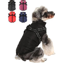 Wintermantel für Hunde, Hundejacke mit Geschirr, Hundejacke für kleine, mittlere und große Hunde, Outdoor-Jacke für Haustiere, wasserdichte und