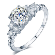 Heart White Opal Ring Non-Tarnish Alloy Women Valentine Gift