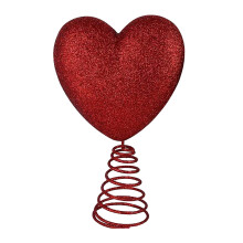 9" Glitter Heart Tree Topper with Spiral Base – Valentine's Day, Wedding & Holiday Decor, Compatible with Standard Tree Stands