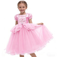 Girls Sparkle Bow Party Dress Bubble Sleeveless V-Neck Ankle-Length Tutu Skirt Elegant Princess Formal Gown for Banquet Performance