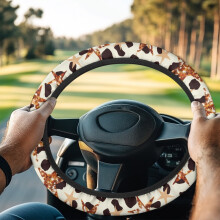 Lenkradbezug mit Kuhmuster für Golfcarts, universeller 13-14" schweißabweisender Griffbezug, kompatibel mit Club Car