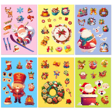 30 PCS Christmas Face Swap Puzzle Stickers – 6 Sheets/Pack Santa Cartoon DIY Decals for Kids Crafts & Holiday Fun
