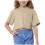 Top corti estivi da ragazza, magliette oversize a girocollo, a maniche corte, basic. 1