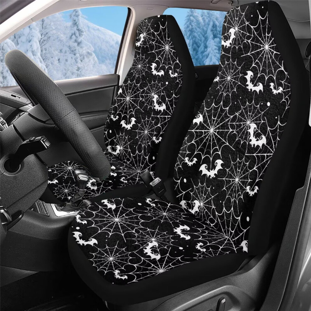 Soft Plush Spider Web Bat Car Seat Covers, 2-Pc Front Set, Universal Fit For Most Cars, Suvs, Vans & Trucks Coral 9399596725314