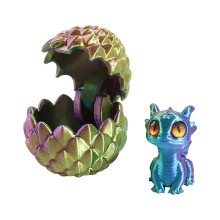 Ostern: 3D-gedruckter Drache mit Ei – 3D-gedrucktes Drachenei mit flexiblem Drachenspielzeug im Inneren, ideales Geschenk zur Möbeldekoration