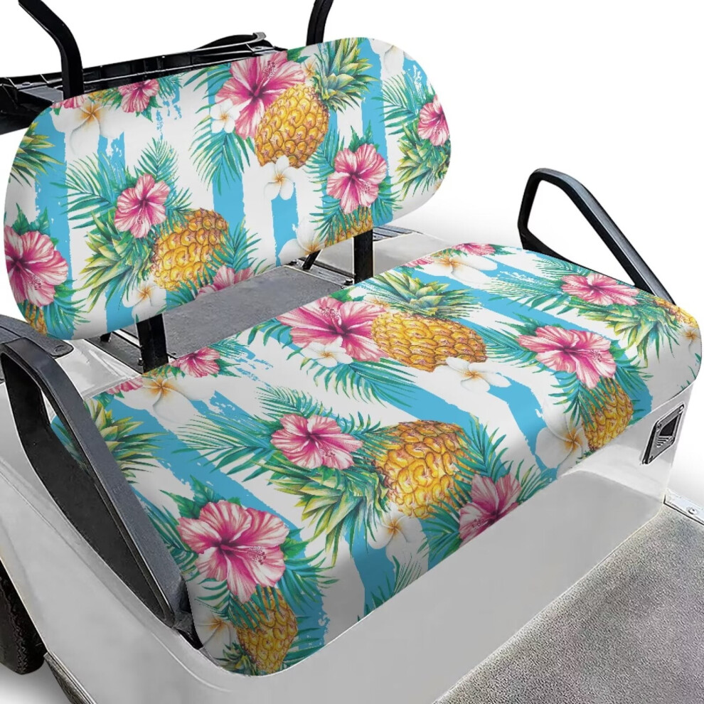 Tropical Plumeria Golf Cart Cushion Covers Set Of 2, Universal Fit For Most 2-Person Seats, Compatible With Ezgo, Club Car, Yamaha 9399596239095