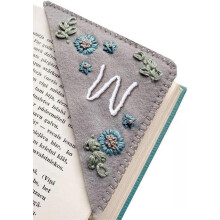 Hand Embroidered Felt Triangle Bookmark with Cute Flower & Letter Design – Unique Handmade Book Lover Accessory