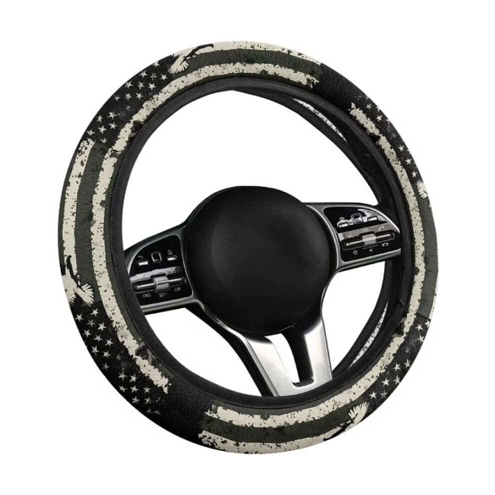 American Flag Print Steering Wheel Cover, 15", Easy Install, Winter Car Decor Gift For Wife Â Compatible With Most Cars 9399596727349