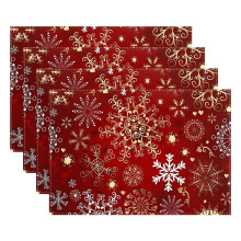 Christmas Placemats Set of 4 12x18 in Snowflake Design