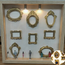 Fotoalbumset met schaduweffect, doe-het-zelf mini gouden fotolijstjes in een silhouetdoos (hout), gepersonaliseerde presentatie voor jubilea,