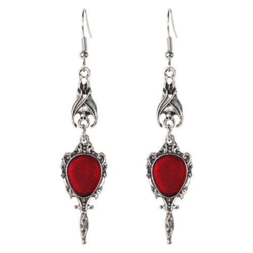 Vintage silver bat drop earrings Gothic punk Halloween