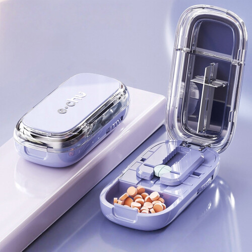 Adjustable Pill Cutter & Organizer Box – 1/2, 1/3, 1/4 Splitter with Accurate Centering Alignment 1