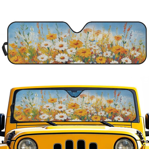 Floral Print Windshield Sun Shade for Jeep Wrangler