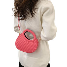 Modische Umhängetasche für Damen, einfarbig, Schultertasche aus PU-Leder, Crossbody-Tasche mit großem Fassungsvermögen, Halbmond-Tasche