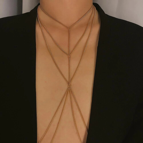 Copper Body Chain for Women with Sequins 2